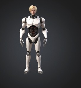 Fearless Blonde Humanoid Robot Sci-Fi Ultra-Realistic Game Asset