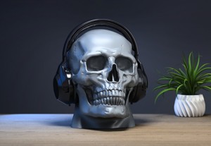 Robot Skull Headphone Stand  Cyborg Headset Stand