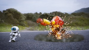 Robot Chasing VFX Scene
