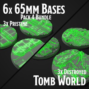 6 NECRON TOMB WORLD MINIATURE BASES - 65 MM - PACK 4 BUNDLE
