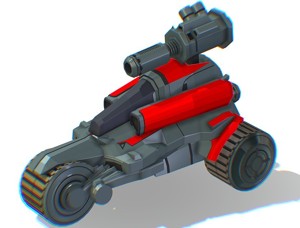 Animated Light Motorcycle with Big Gun on Roof