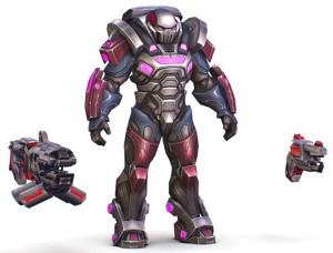 Cartoon Sci-Fi Cyborg Drone Heavy Machine Gunner