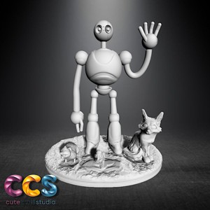 WILD ROBOT DIORAMA WILD ROBOT WITH ANIMALS STONECHAT DUCK AND FOX