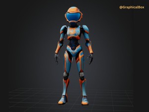 3D Female Astronaut Robot Model 