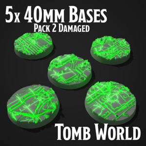 5 NECRON TOMB WORLD MINIATURE BASES - 40 MM - PACK 2 DAMAGED