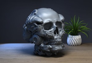 Robot Skull Headphone Stand Cyborg Headset Stand