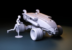 SCI-FI GIRL AND ROVER DIORAMA