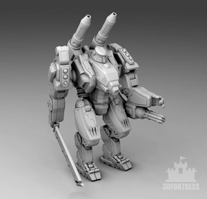  A robot with a sword and a minigun