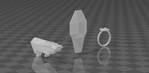 3D SCI-FI WEAPON PACK: GUN, SHIELD, AND HERO RING