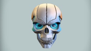 futuristic robotic skull 3D Game Ready Model