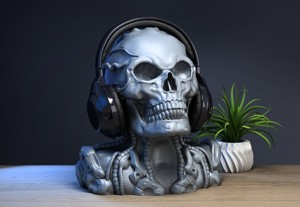 Robot Skull Headphone Stand Cyborg Headset Stand