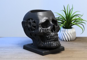 ROBOT SKULL PEN HOLDER, CYBORG PEN HOLDER, PERFECT GAMER GIFT, SCI-FI FANS GIFT, ROBOT SKULL PEN HOLDER A260 (1)