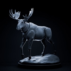 Moose mecha robot 32mm scale pre-supported animal