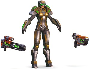 Cartoon Sci-Fi Cyborg Drone Sniper Soldier