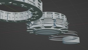 sci-fi mech compontent circular kitbash 3D model