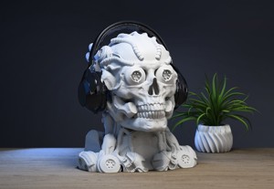 Robot Skull Headphone Stand  Cyborg Headset Stand