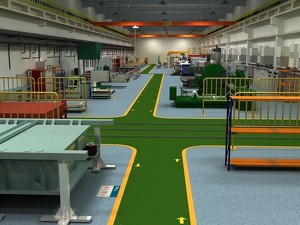 Factory Interior Scene and Equipment