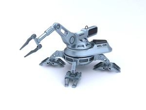 Sci-fi futuristic 3D manipulator arm high-poly hard-surface