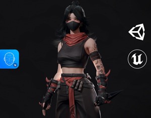 Cyberpunk Ninja Girl Vex - Game Ready