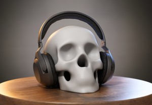 ROBOT SKULL HEADPHONE STAND, CYBORG HEADSET STAND, PERFECT GAMER GIFT, SCI-FI FANS, GIFT ROBOT SKULL HEADPHONE HOLDER 134 (1)