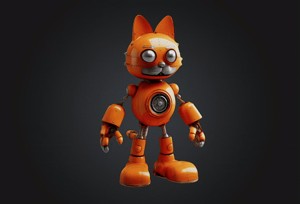 DIB ORANGE CAT ROBOT STL OBJ GLB FOR 3D PRINTER