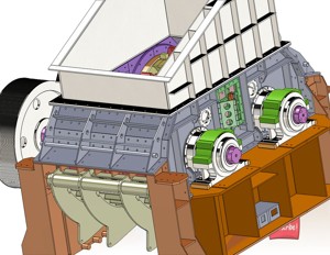industrial 3D model Double rotor hammer mill 2m wide