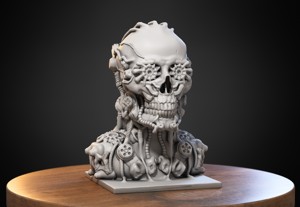 SKULL ROBOT HEADPHONE STAND, CYBORG SKULL ROBOT HEADSET STAND, PERFECT GAMER GIFT, SCI-FI FANS GIFT, SKULL ROBOT HEADPHONE HOLDER A194 (1)