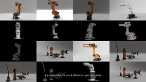 4 industrial Robots and 4 differents head
