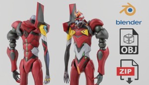 Evangelion EVA Unit 02 Y Textured Lowpoly