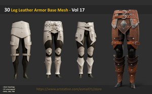 30 Leg Leather Armor Base Mesh - Vol 17