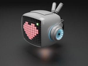 vintage television cute robot with LED face