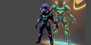 a robot with a glowing halo around it hero charact