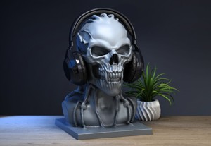 Robot skull human Headphone Stand