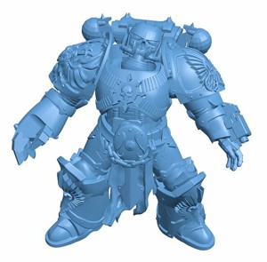 Warrior wearing robot armor