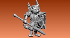 Cat knight - Cat person statue - 3D print