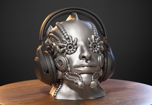 Robot human bust Headphone Stand Cyborg Robot human bust
