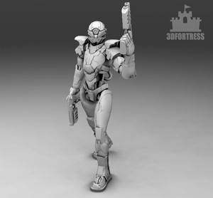 A humanoid robot with pistols