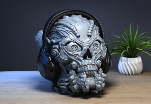 Robot Skull Headphone Stand Cyborg Headset Stand
