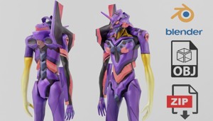 Evangelion EVA Unit 01 Rebuild Textured Lowpoly