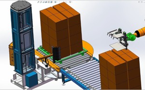 industrial 3D model Carton film wrapping line