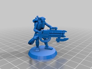 angry space skeleton robot with carbine