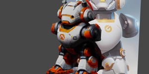  there is a robot that is standing up with his arm
