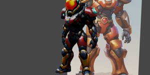 a robot with a helmet and a helmet on brigitte art