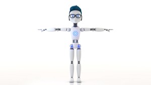 Robot Kid Vray Animated rigged model with hair
