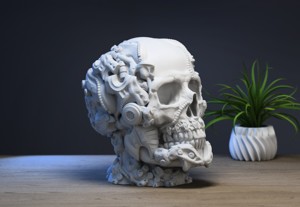 ROBOT SKULL HEADPHONE STAND CYBORG HEADSET STAND PERFECT GAMER GIFT SCI-FI FANS GIFT ROBOT SKULL HEADPHONE HOLDER A22 (7)