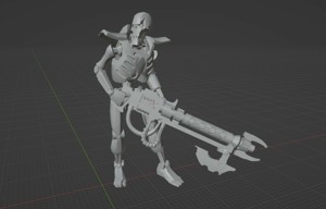 SPACE ZOMBIE WITH BIG GUN BATTEL DAMAGED