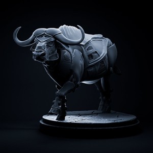 Cape Buffalo mecha robot - pre-supported