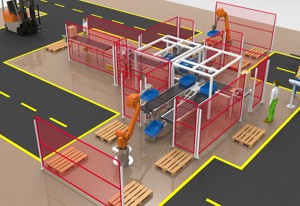 Koli paketleme robot hatt...