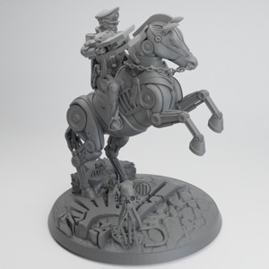 THE HONORED HERO OF THE GUARD, ON A ROBOT HORSE.
