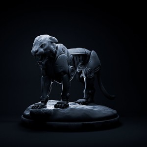 Tiger mecha robot 32mm scale pre-supported animal